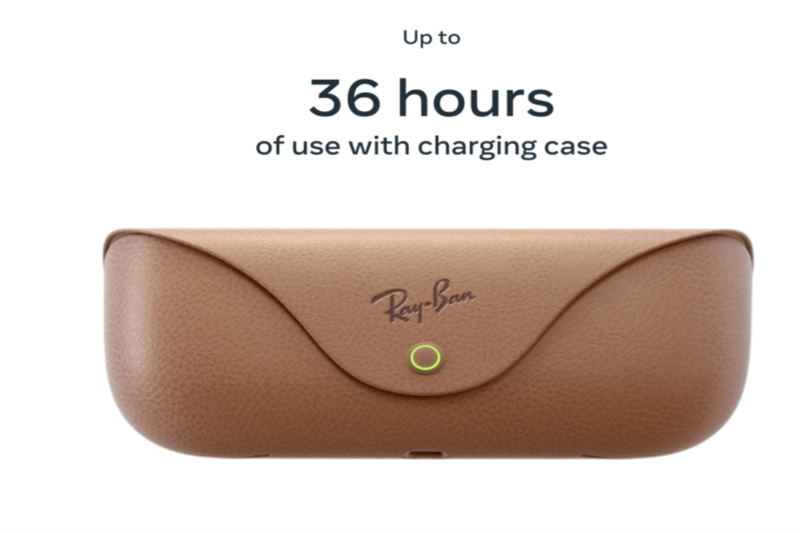 Man sieht das Charge Case der Ray Ban Smart Brille.